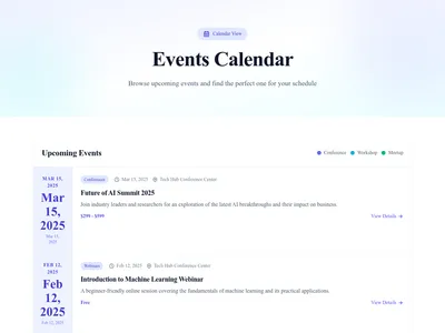 Events – Calendar View