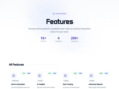 Screenshot of Features module template