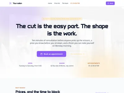 Screenshot of Hair salon module template