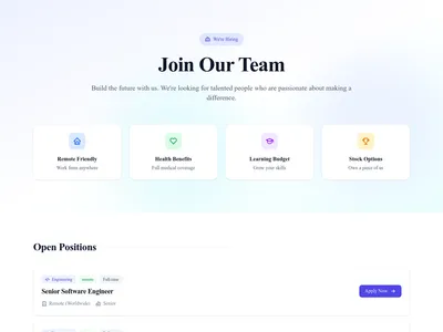 Screenshot of Jobs module template