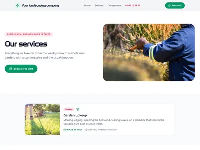 Preview of the /services page