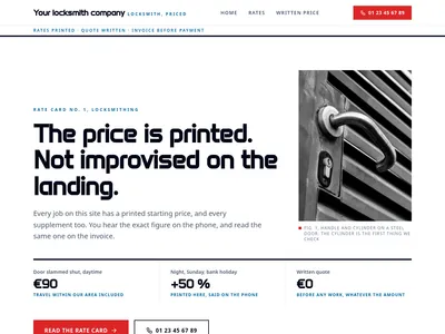 Locksmith – Price Board
