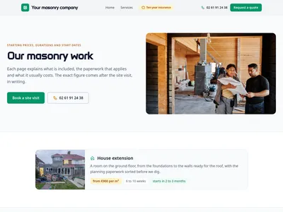 Preview of the /services page