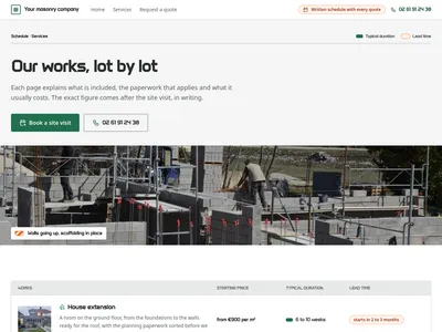 Site Schedule – services