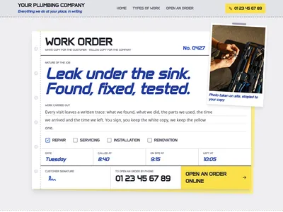 Plumber – Carbon Work Order