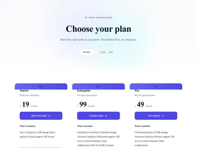 Screenshot of Pricing module template