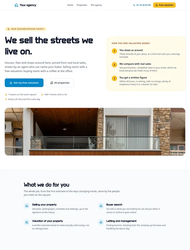 Real estate module, editorial design