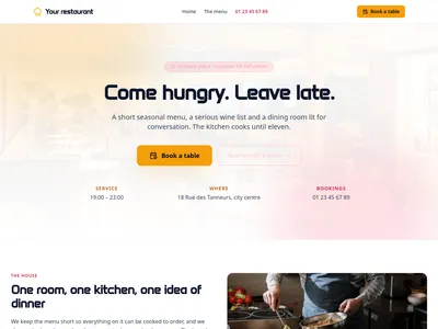 Screenshot of Restaurant module template