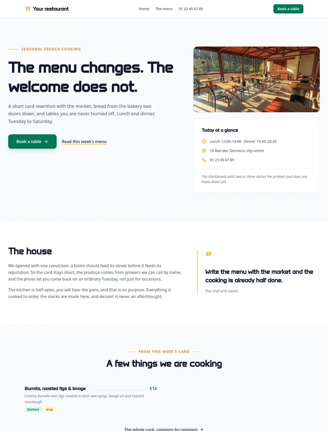 Restaurant module, editorial design