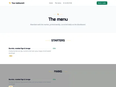 Bistro Editorial – menu