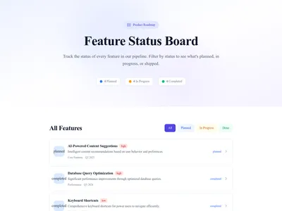 Roadmap – List with Status