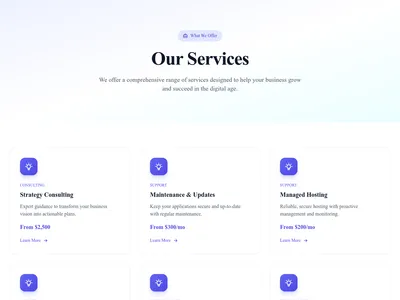 Screenshot of Services module template