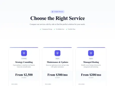 Services – Comparison Columns