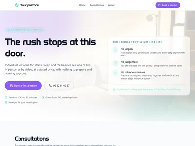 Screenshot of Therapist & wellness practitioner module template