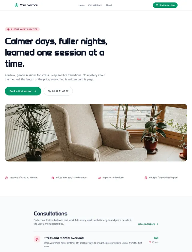 Therapist module, editorial design