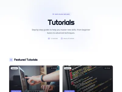 Screenshot of Tutorials module template