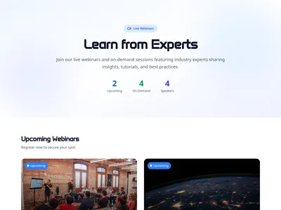 Screenshot of Webinars module template