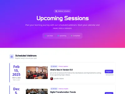 Webinars – Schedule List