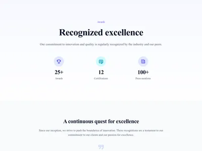 Screenshot of Awards & Recognition page template