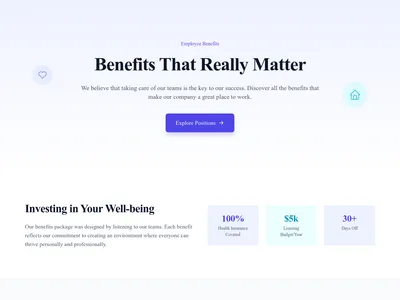 Screenshot of Careers Benefits page template