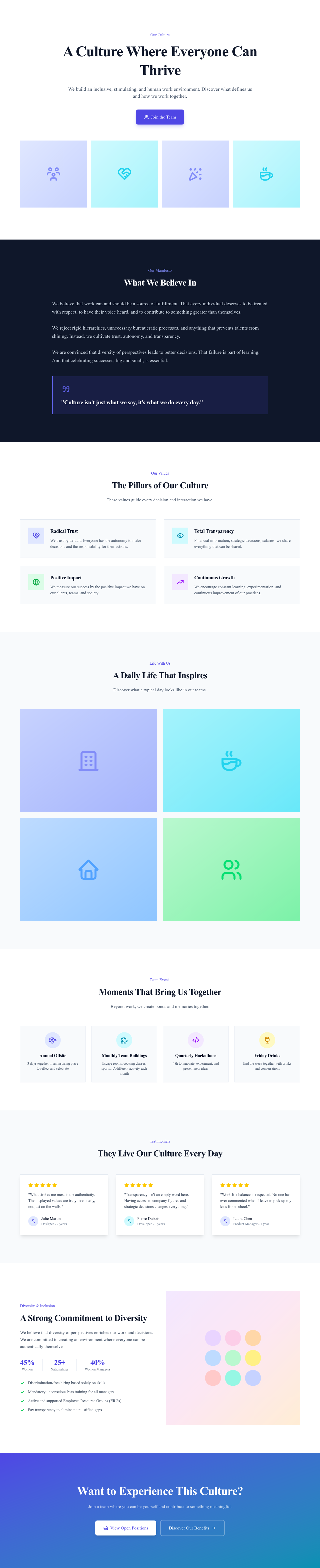Screenshot of Careers Culture page template