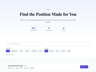 Screenshot of Careers Positions page template