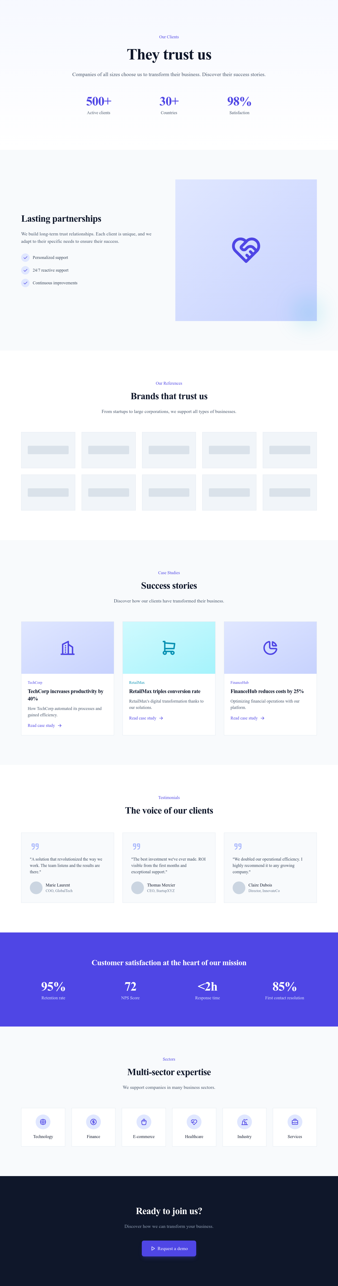 Screenshot of Clients & References page template