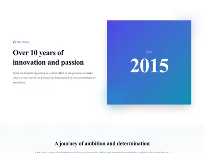 Screenshot of Company History Timeline page template