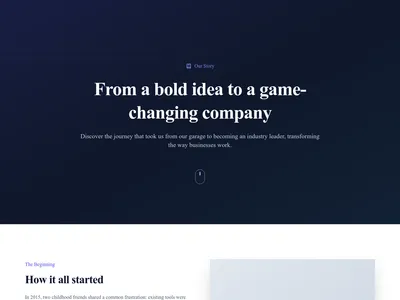 Screenshot of Company Story page template