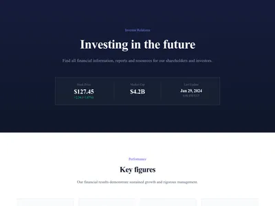 Screenshot of Investor Relations page template