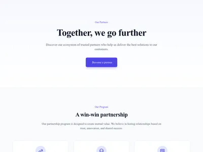 Screenshot of Partners page template