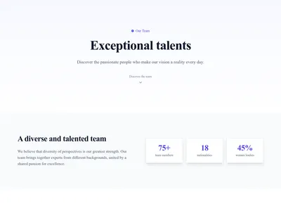 Screenshot of Team Cards page template