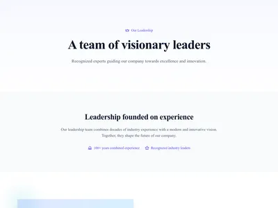 Screenshot of Team Leadership page template