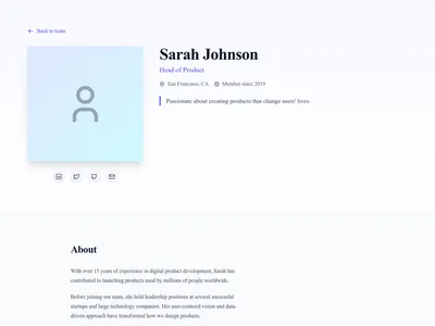 Screenshot of Team Member Profile page template