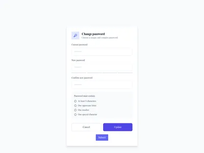 Screenshot of Change Password page template