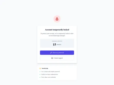 Screenshot of Locked Account page template