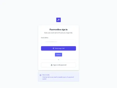 Screenshot of Magic Link Login page template