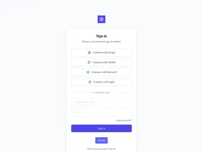 Screenshot of Social Login page template