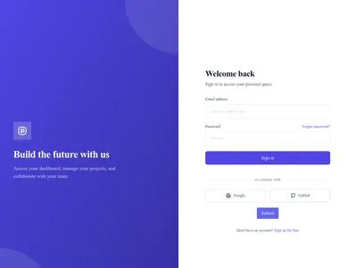 Screenshot of Split Login page template