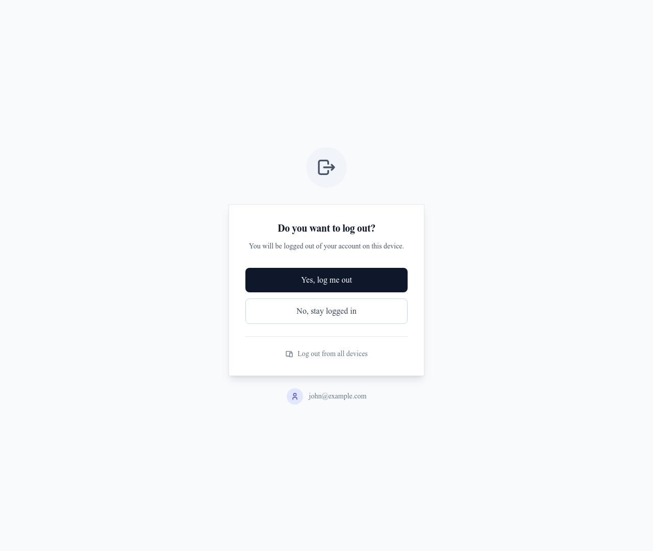 Screenshot of Logout Confirm page template