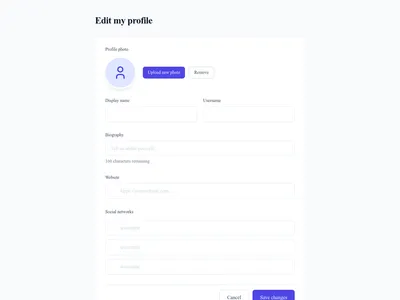 Screenshot of Edit Profile page template