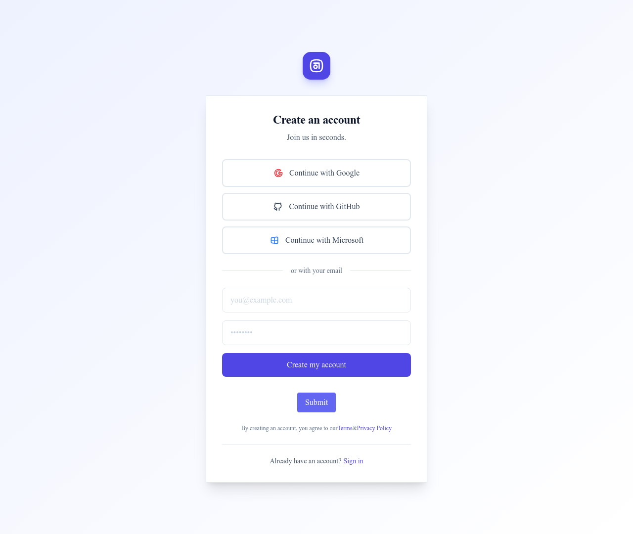 Screenshot of Social Register page template
