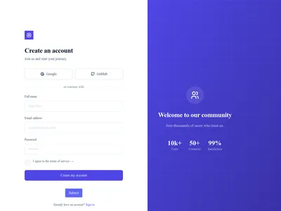 Screenshot of Split Register page template