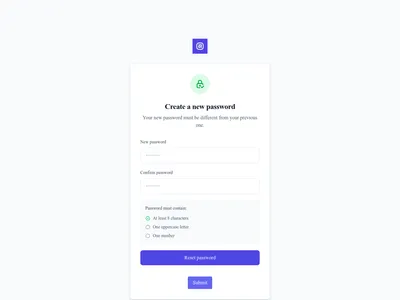Screenshot of Reset Password page template