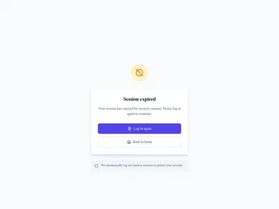 Screenshot of Session Expired page template