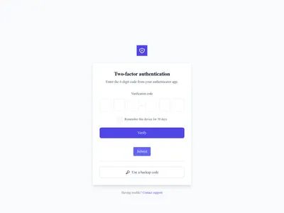 Screenshot of Two-Factor Auth page template