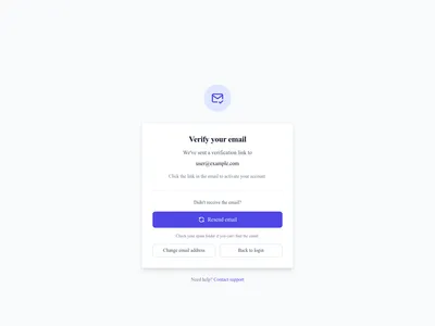 Screenshot of Verify Email page template
