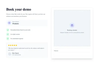 Screenshot of Demo Booking page template