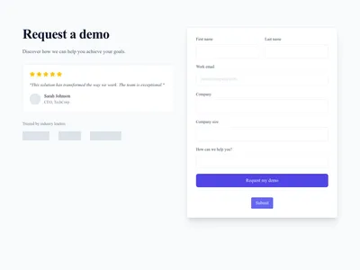 Screenshot of Demo Request page template