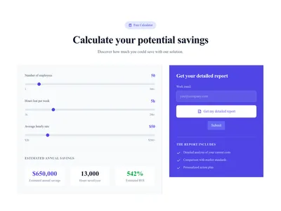 Screenshot of Calculator Lead Capture page template
